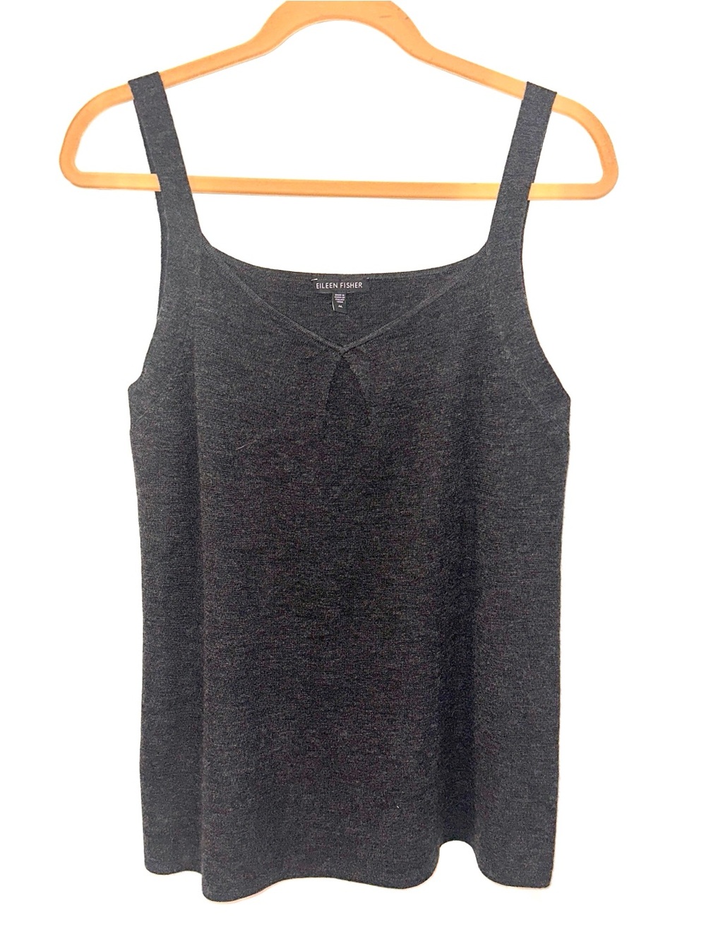Eileen Fisher Charcoal Gray Merino Wool Knit Camisole Tank Size Medium